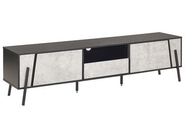 TV Stand Concrete Effect with Black BLACKPOOL