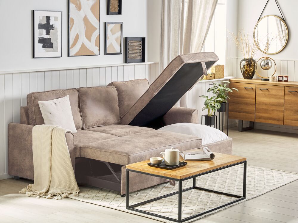 faux leather corner sofa bed with storage