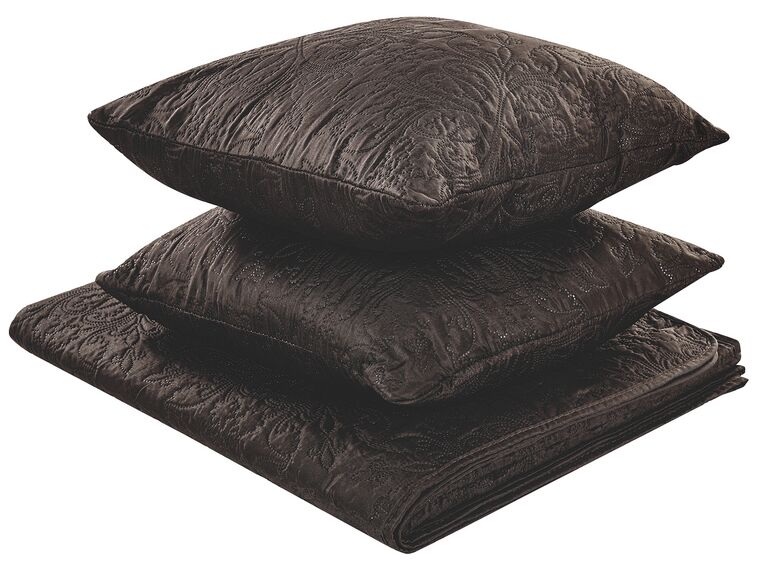 Embossed Bedspread and Cushions Set 200 x 220 cm Brown RAYEN_822062