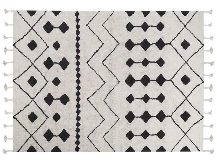 Bavlnený koberec 160 x 230 cm biela/čierna KHEMISSET_830853