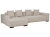 Right Hand Jumbo Cord Corner Sofa with Ottoman Beige LUNGO_898503