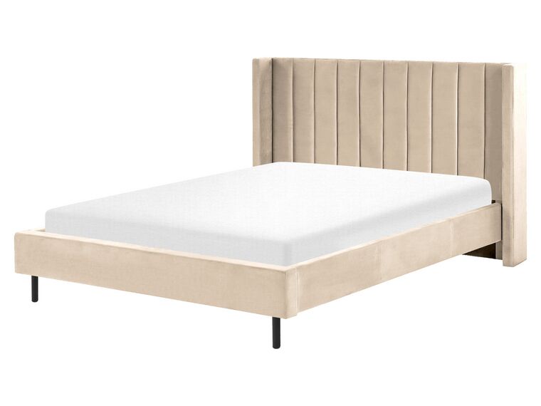 Sametová postel 160 x 200 cm béžová VILLETTE_832586