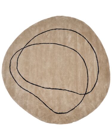 Teppich Viskose beige / schwarz ⌀ 200 cm abstraktes Muster Kurzflor DIGRI