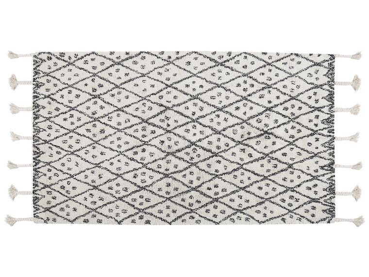 Tæppe 80 x 150 cm hvid/sort bomuld AGADIR_831338