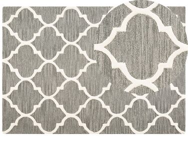 Teppich Wolle grau 160 x 230 cm marokkanisches Muster Kurzflor YALOVA