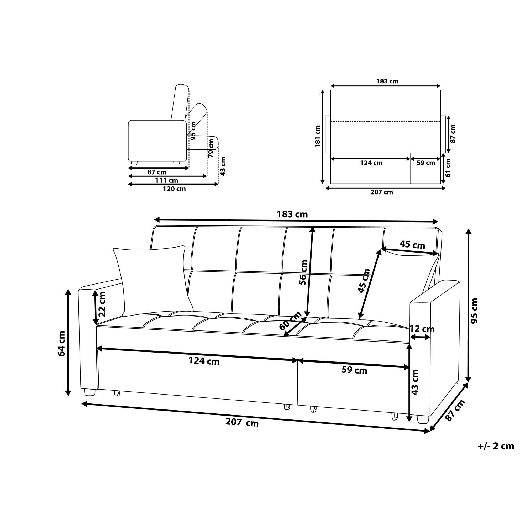Sofa rozkładana beżowa GLOMMA