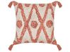 Tufted Cotton Cushion with Tassels 45 x 45 cm Beige and Orange HICKORY_843421