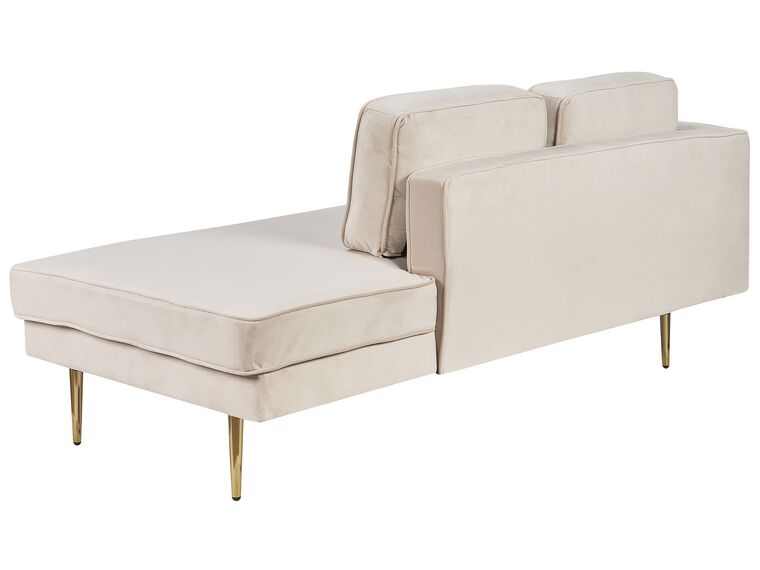 Left Hand Velvet Chaise Lounge Beige Miramas Uk 