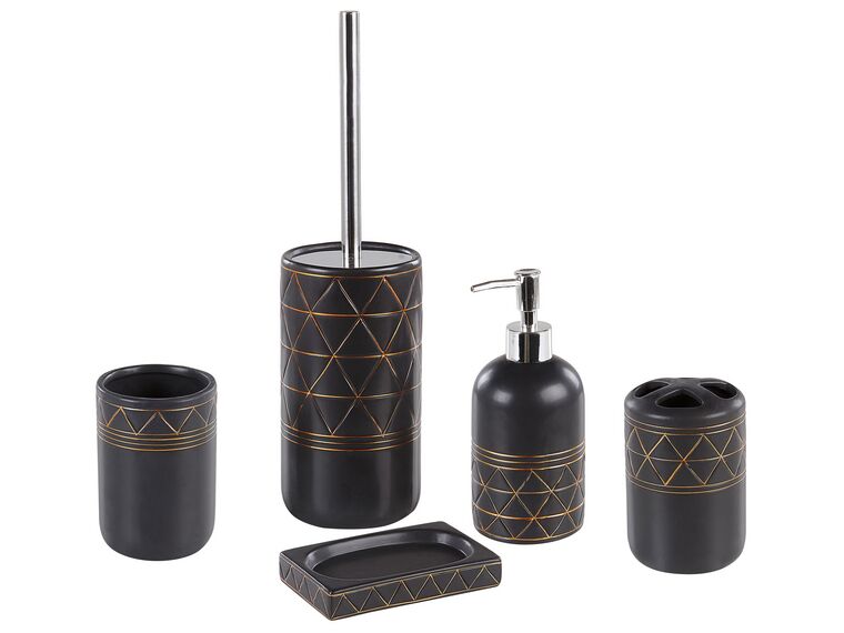 Set de accesorios de baño 5 piezas de cerámica negra LANCO_788530