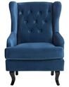 Velvet Fabric Wingback Chair Dark Blue ALTA_749406
