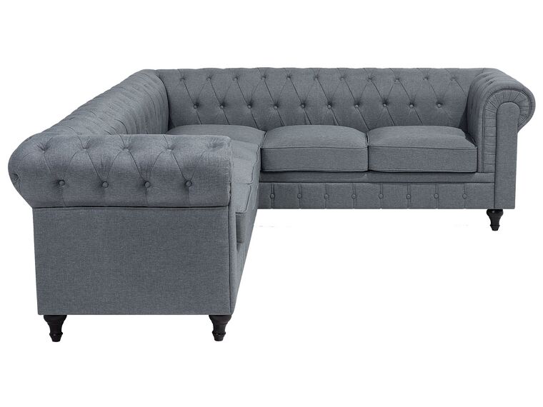 Left Hand Fabric Corner Sofa Grey CHESTERFIELD Beliani.co.uk
