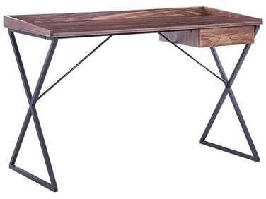 Skrivbord med förvaring 120 x 54 cm mörkt trä / svart NOXON
