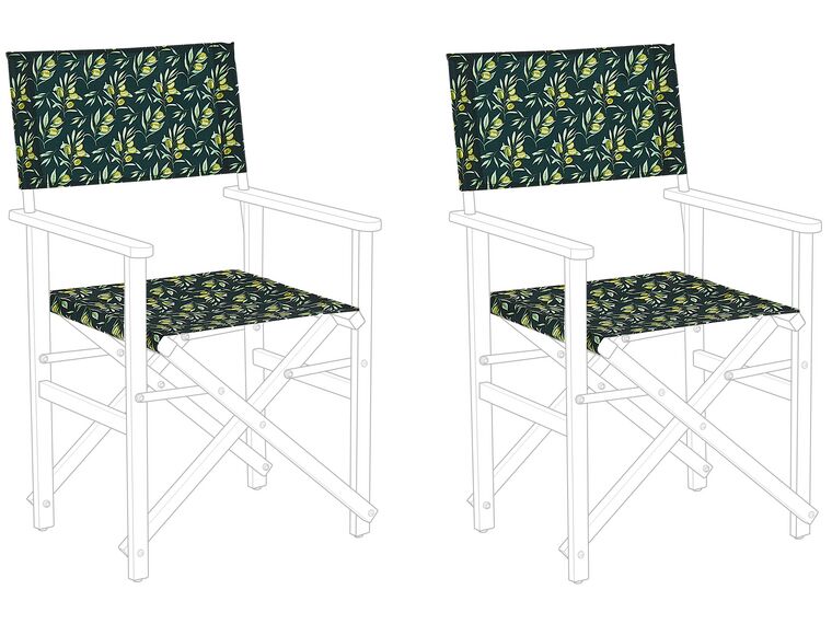 Set of 2 Garden Chair Replacement Fabrics Olives Pattern CINE_819458