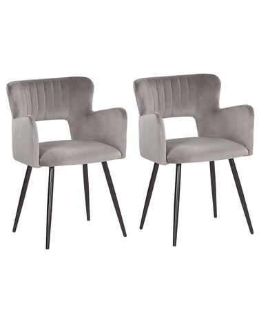 Conjunto de 2 cadeiras de jantar em veludo cinzento SANILAC