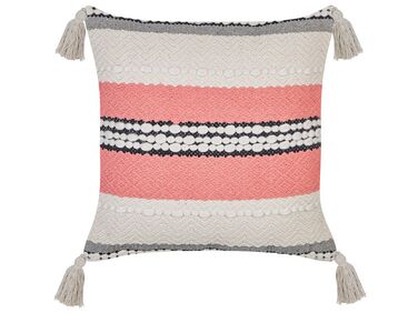 Cotton Cushion Striped Pattern 45 x 45 cm Beige and Red EUPHORBIA