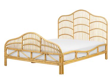 Ratanová posteľ 140 x 200 cm svetlé drevo DOMEYROT