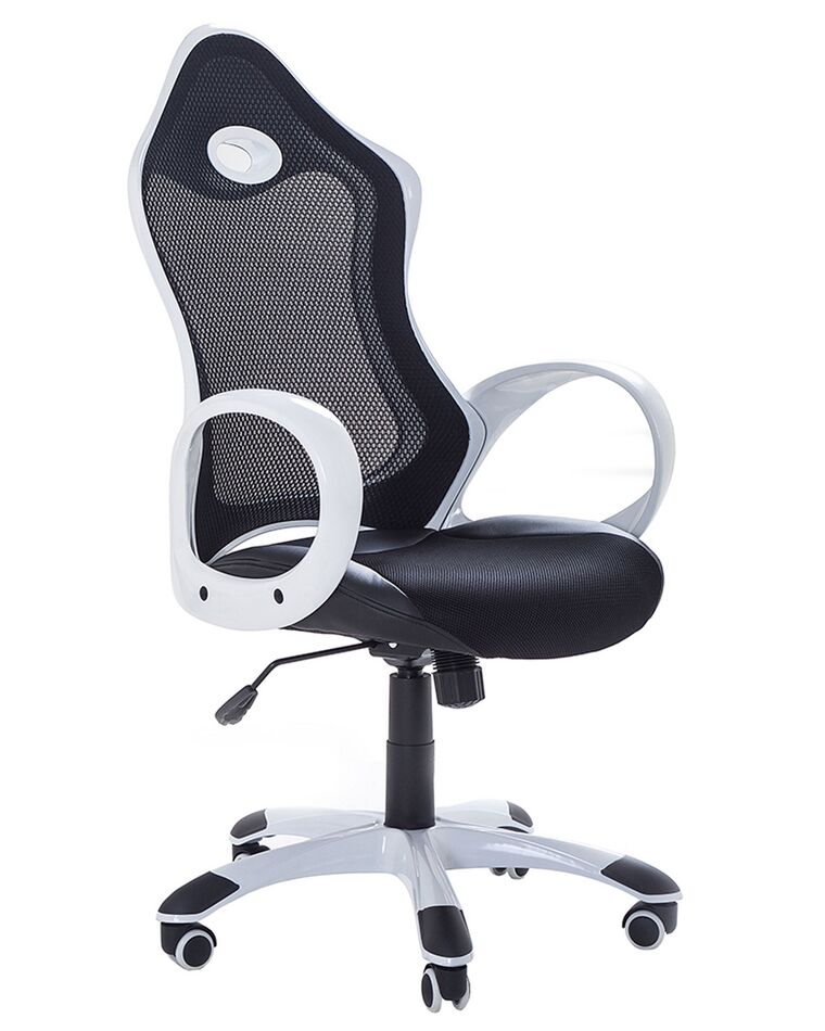 Krzesło biurowe regulowane czarno-białe iCHAIR_23633