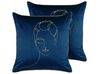 Set of 2 Velvet Cushions 45 x 45 cm Blue CROCUS_837769