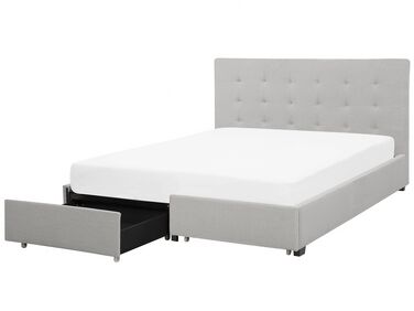 Fabric EU Super King Bed with Storage Light Grey LA ROCHELLE