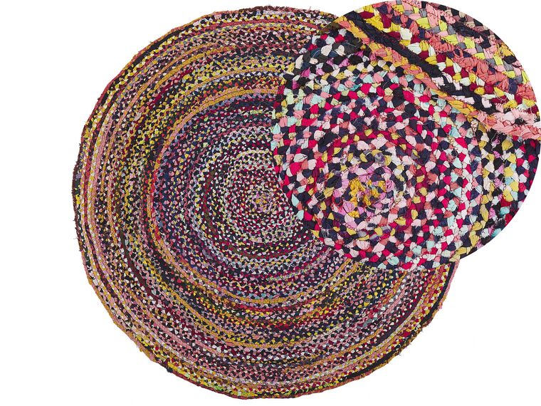 Round Cotton Area Rug ⌀ 140 cm Multicolour TOKAT_738073