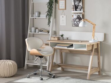 Home Office Desk with Shelf 110 x 60 cm Light Wood JACKSON