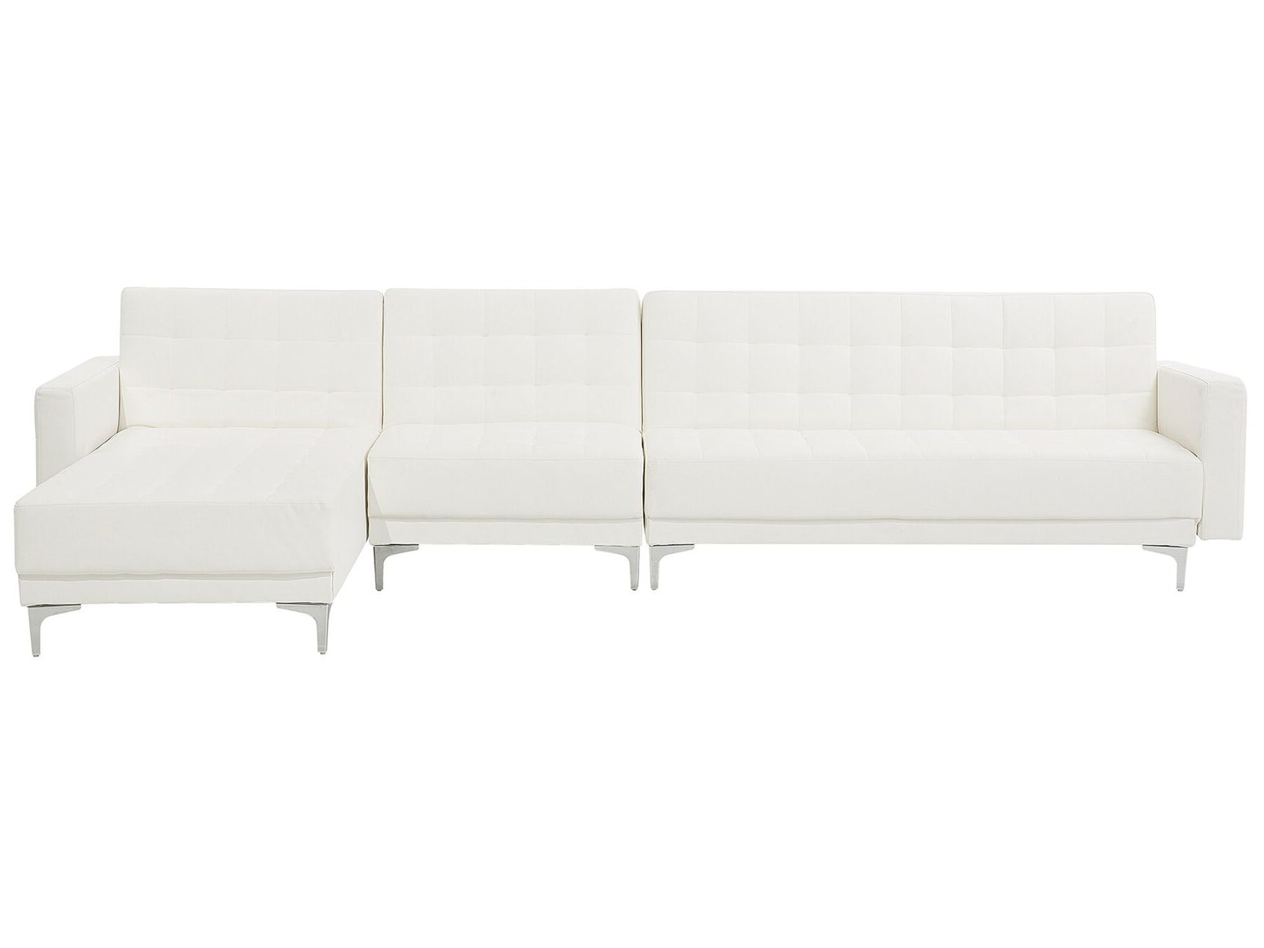 Right Hand Modular Faux Leather Sofa White ABERDEEN Beliani.co.uk