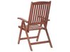 Set de terrasse table et 2 chaises en bois foncé coussins blanc cassé TOSCANA_804070