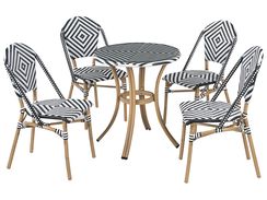 4-istuttava ulkoruokailuryhmä polyrottinki musta/valkoinen RIFREDDO