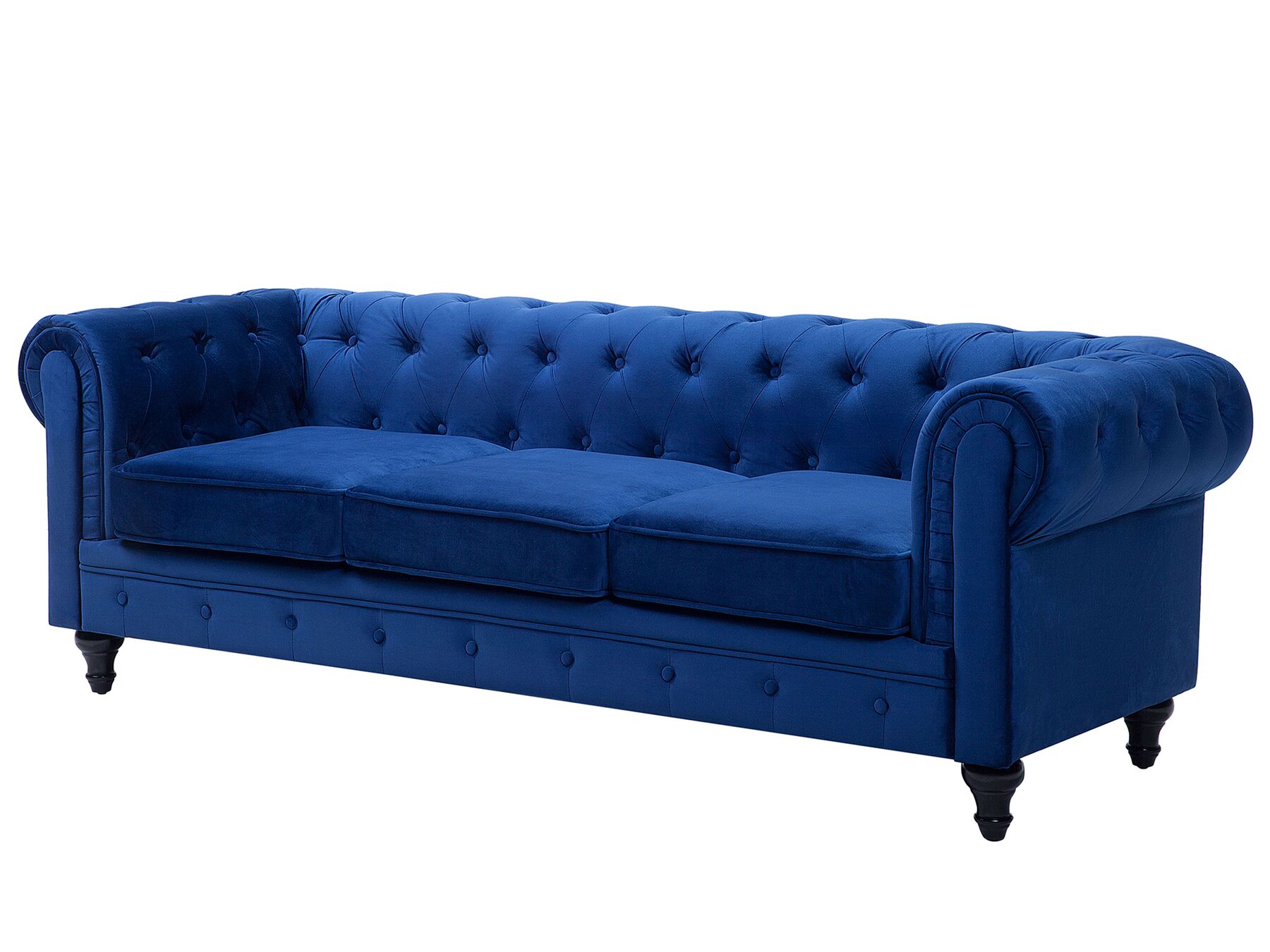 3 Seater Velvet Fabric Sofa Navy Blue CHESTERFIELD Beliani.co.uk