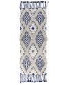 Teppich Bauwmolle beige / blau 80 x 200 cm geometrisches Muster Kurzflor MANAVGAT_848855