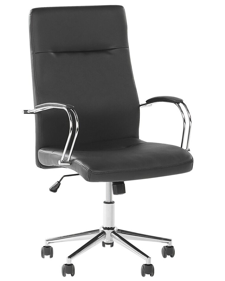 Krzesło biurowe regulowane ekoskóra czarne OSCAR_812066