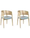 Set of 2 Dining Chairs Light Wood and Blue MARIKANA_837281