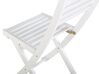 Table et 2 chaises de jardin blanches en bois avec coussins bleus FIJI _764278