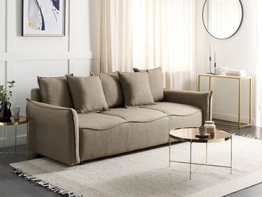 Fabric Sofa Bed with Storage Brown KRAMA