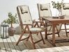 Conjunto 2 cadeiras de jardim em madeira escura de acácia com almofadas taupe AMANTEA_879719