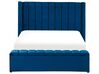 Lit double en velours bleu avec banc coffre 140 x 200 cm NOYERS_834685