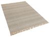 Teppich beige 140 x 200 cm geometrisches Muster Kurzflor zweiseitig DORTYOL_807241