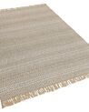 Teppich beige 140 x 200 cm geometrisches Muster Kurzflor zweiseitig DORTYOL_807241