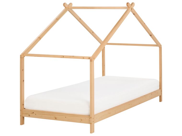 Łóżko dziecięce domek drewniane 90 x 200 cm jasne ORLU _911129