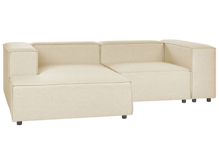 Right Hand Modular Linen Corner Sofa Beige APRICA Beliani.pt