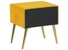 1 Drawer Velvet Bedside Table Yellow FLAYAT_767966