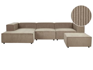 3 pers. sofa m. fodskammel brun fløjl højrevendt APRICA