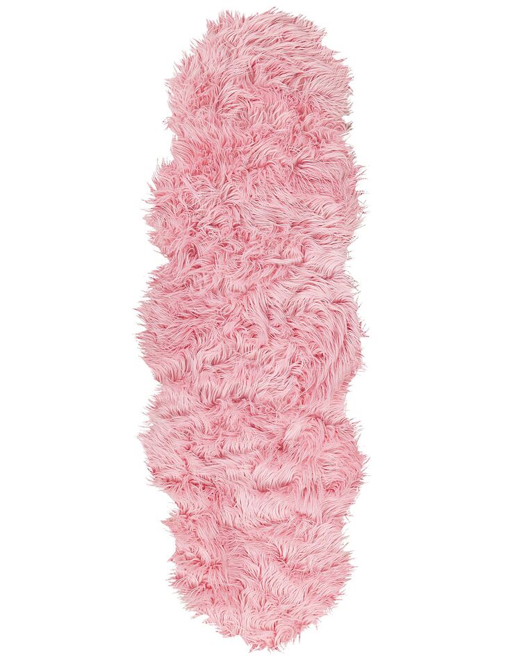 Vloerkleed van imitatie schapenvacht roze 180 x 60 cm MAMUNGARI_822127