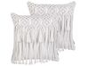 Set of 2 Cotton Macrame Cushions with Tassels 45 x 45 cm White BAMIAN_904655