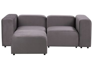 2 Seater Modular Velvet Sofa with Ottoman Dark Grey FALSTERBO