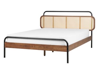 Wooden EU Double Size Bed Dark BOUSSICOURT