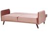 Schlafsofa 3-Sitzer Samtstoff rosa mit Holzfüssen SENJA_787351