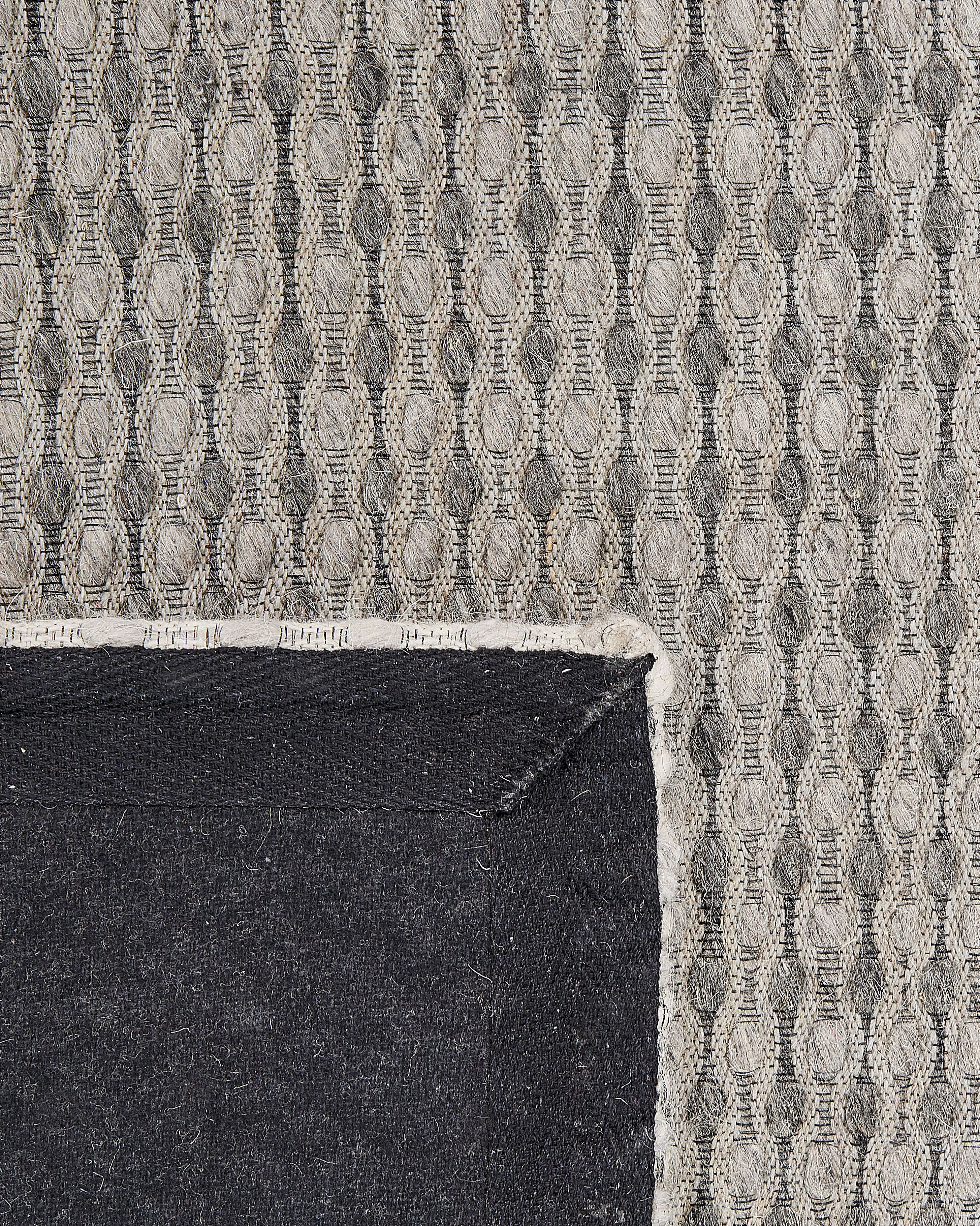 Teppich Wolle grau / blau 80 x 150 cm Streifenmuster Kurzflor AKKAYA_823280