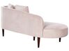 Chaise-longue versão à direita em veludo rosa pastel CHAUMONT_871186