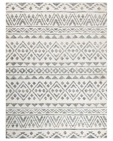 Teppich creme / grau 300 x 400 cm geometrisches Muster Kurzflor ASPANI